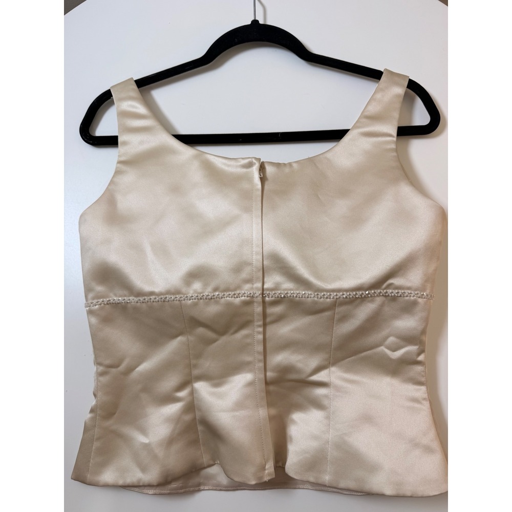 Bill Levkoff Satin Top Women Size 10 Champagne Excellent Beaded Formal Corset - Picture 8 of 8